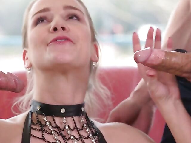 Sybian anal ride and hard DP in leather boots with kinky euro babe Alexis Crystal