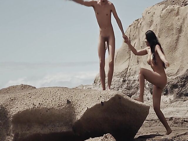 Julia De Luca - Romantic nudist couple's beach sex by the sea