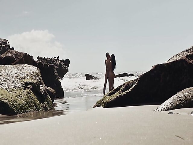 Julia De Luca - Romantic nudist couple's beach sex by the sea