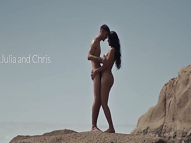 Julia De Luca - Romantic nudist couple's beach sex by the sea
