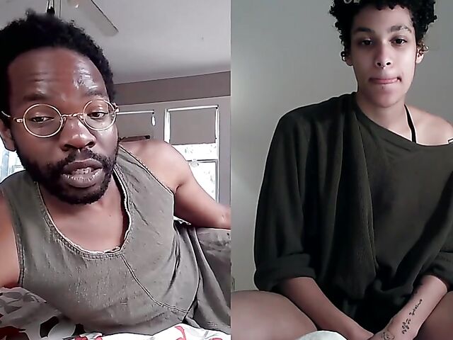 Black on black masturbation together via video chat with Puck and Gila