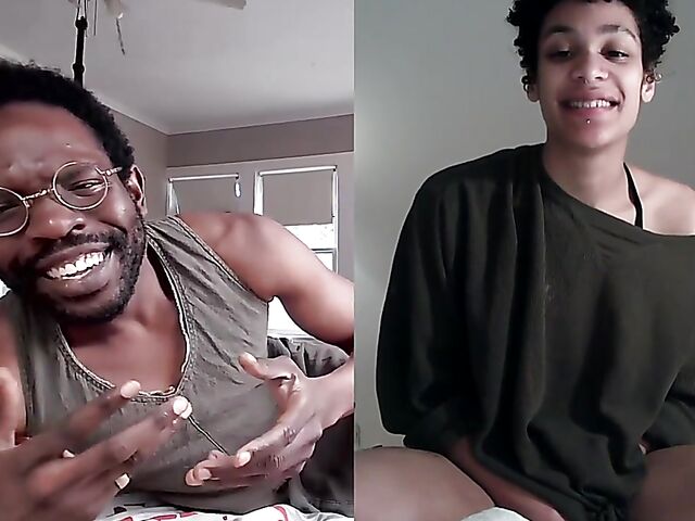 Black on black masturbation together via video chat with Puck and Gila