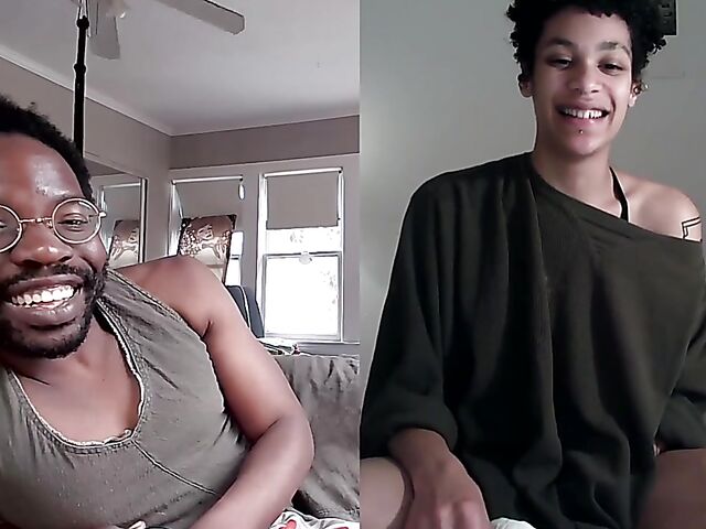 Black on black masturbation together via video chat with Puck and Gila