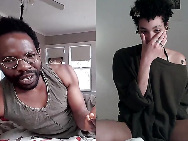 Black on black masturbation together via video chat with Puck and Gila