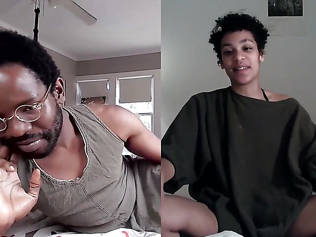 Black on black masturbation together via video chat with Puck and Gila