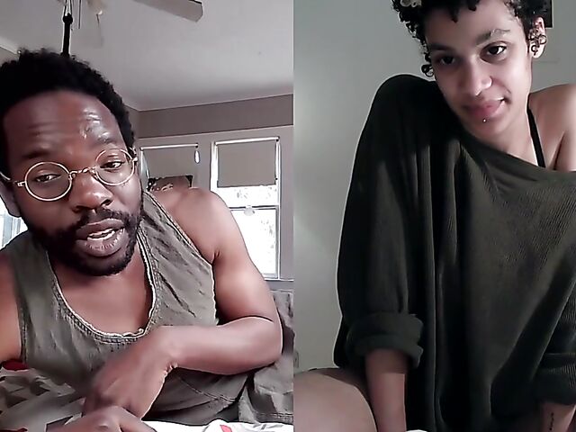 Black on black masturbation together via video chat with Puck and Gila