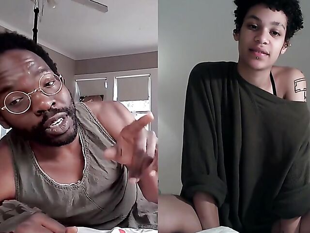 Black on black masturbation together via video chat with Puck and Gila