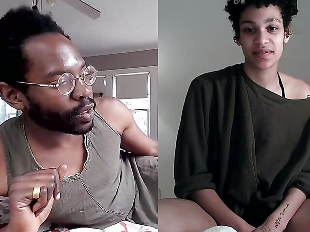 Black on black masturbation together via video chat with Puck and Gila
