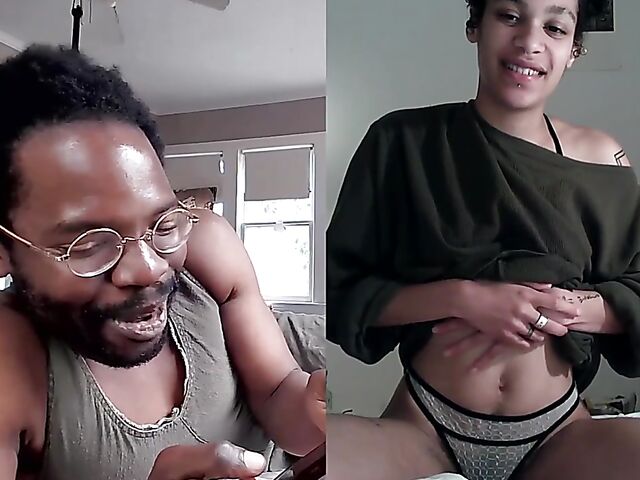 Black on black masturbation together via video chat with Puck and Gila
