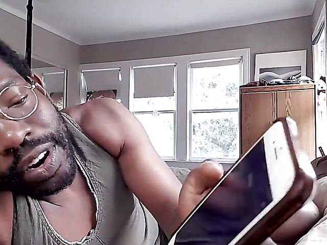 Black on black masturbation together via video chat with Puck and Gila