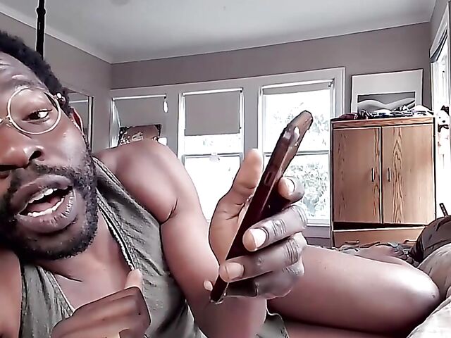 Black on black masturbation together via video chat with Puck and Gila