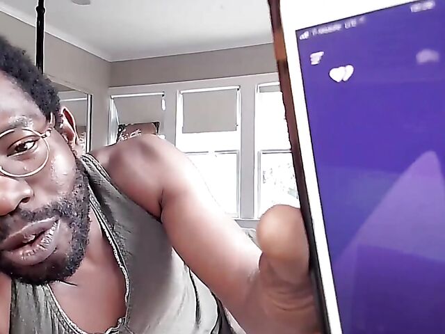 Black on black masturbation together via video chat with Puck and Gila