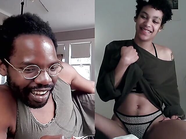 Black on black masturbation together via video chat with Puck and Gila
