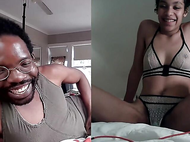 Black on black masturbation together via video chat with Puck and Gila