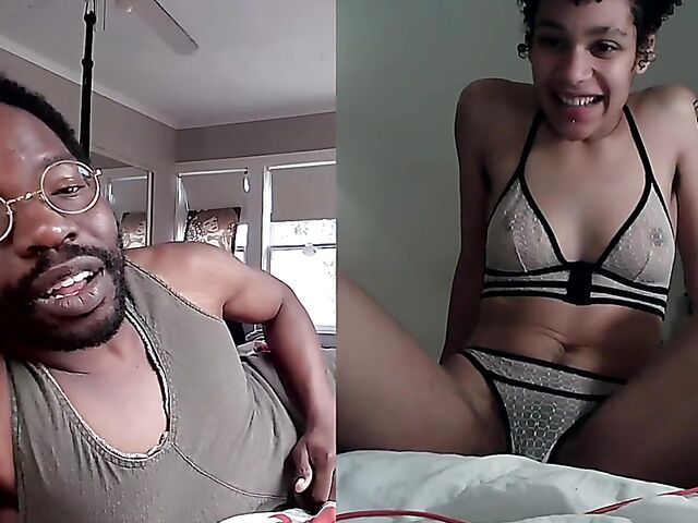 Black on black masturbation together via video chat with Puck and Gila