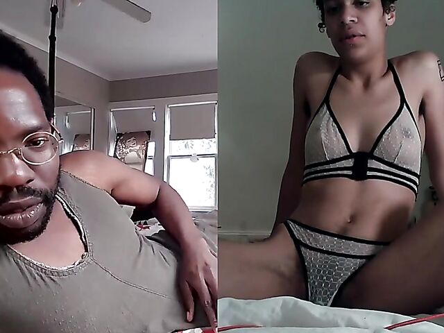 Black on black masturbation together via video chat with Puck and Gila