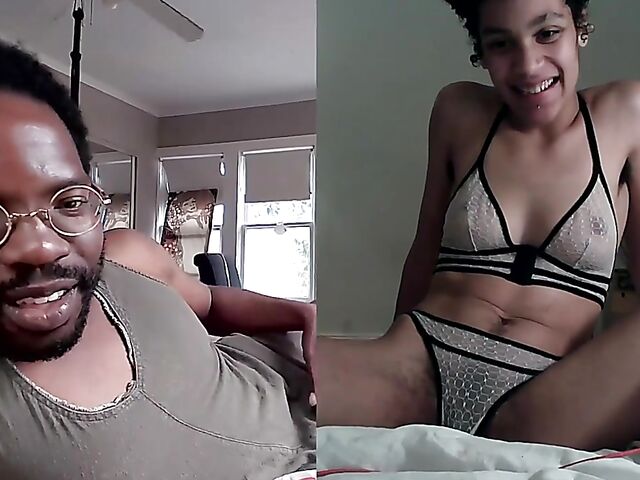 Black on black masturbation together via video chat with Puck and Gila