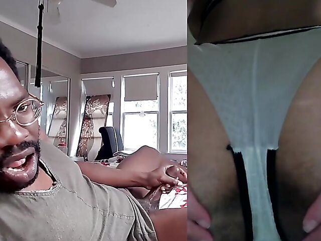 Black on black masturbation together via video chat with Puck and Gila