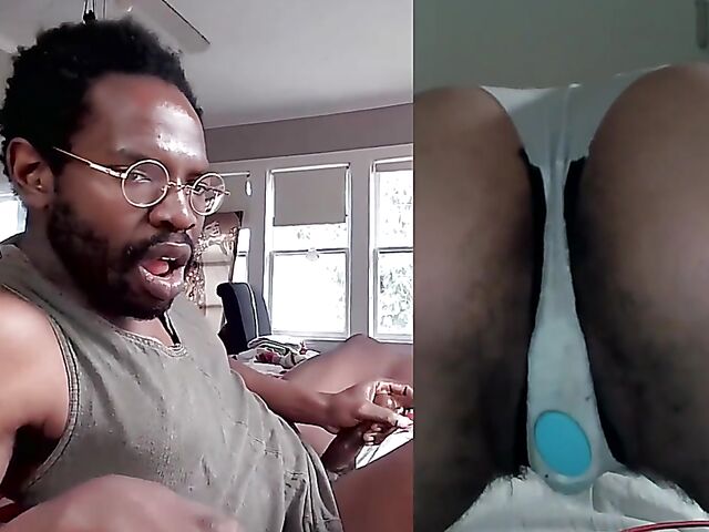 Black on black masturbation together via video chat with Puck and Gila