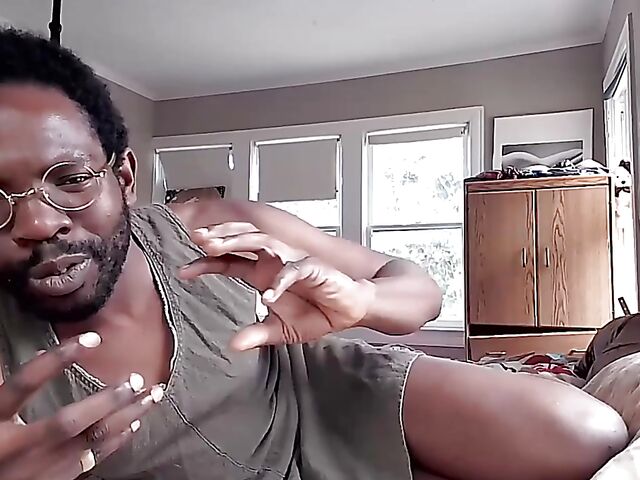 Black on black masturbation together via video chat with Puck and Gila