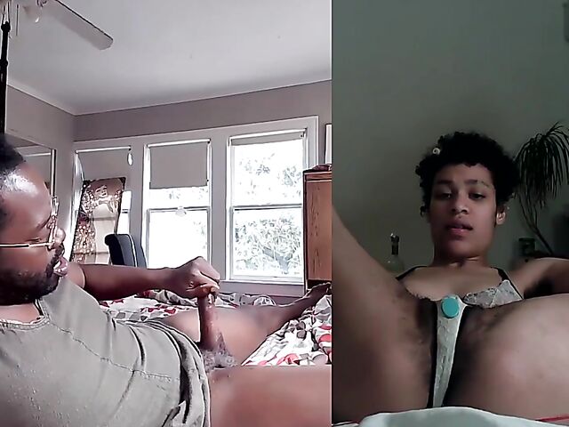 Black on black masturbation together via video chat with Puck and Gila