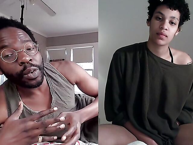 Black on black masturbation together via video chat with Puck and Gila