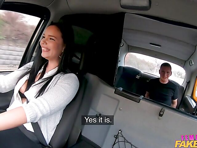 Busty natural taxi driver Sofia Lee gets shagged in the backseat