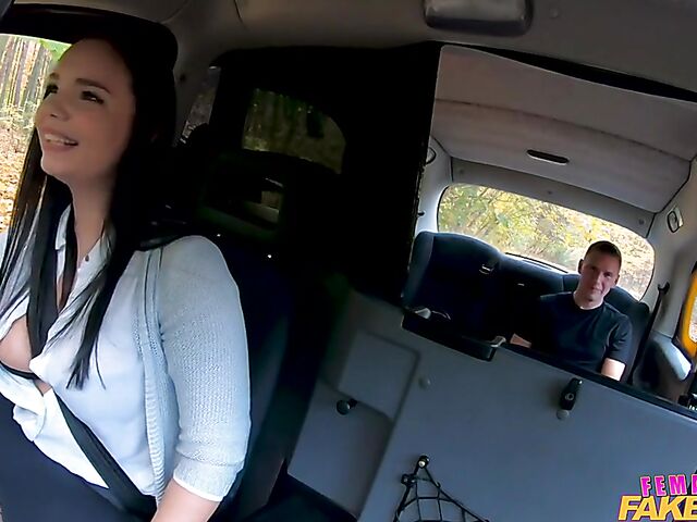 Busty natural taxi driver Sofia Lee gets shagged in the backseat