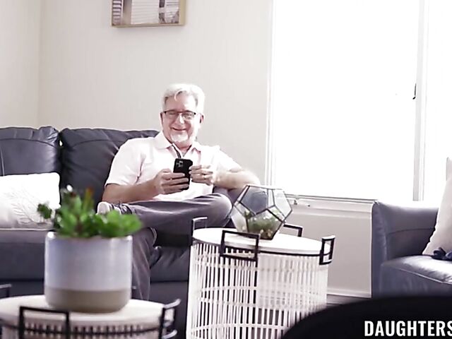 Old men young girls foursome with Madi Collins and Haley Spades