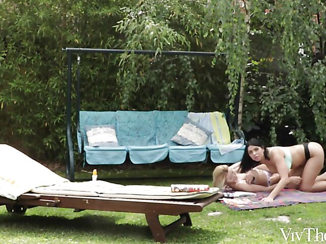 Subil Arch, Kira Queen & Cherry Kiss - Lesbian outdoor fun time