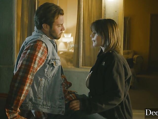 Sex on the hood of a car with busty natural Gabbie Carter