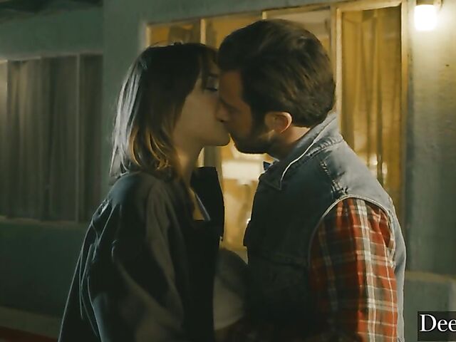 Sex on the hood of a car with busty natural Gabbie Carter