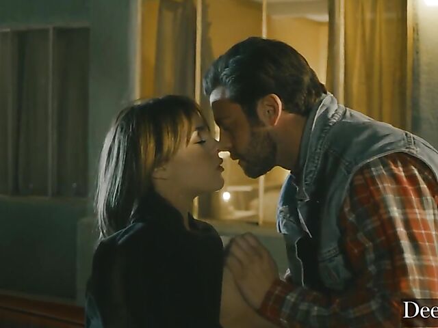 Sex on the hood of a car with busty natural Gabbie Carter