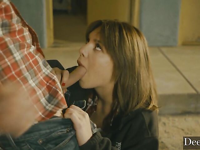 Sex on the hood of a car with busty natural Gabbie Carter