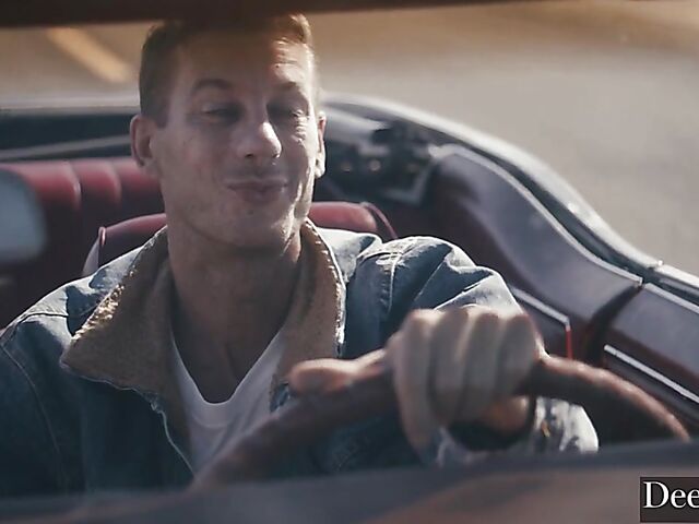 Sex on the hood of a car with busty natural Gabbie Carter