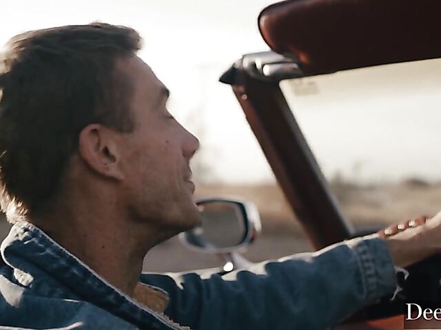 Sex on the hood of a car with busty natural Gabbie Carter