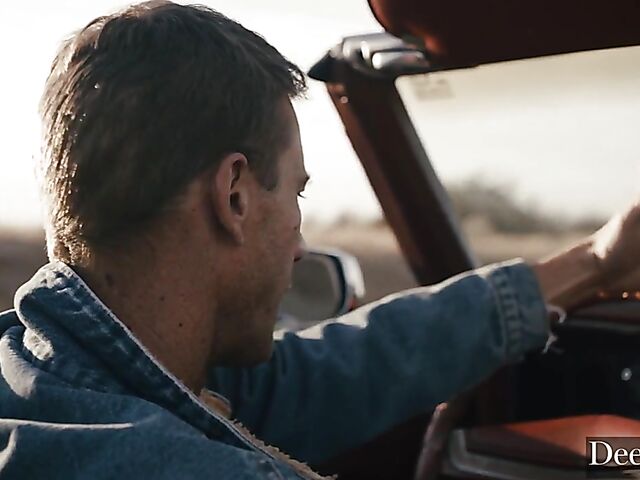 Sex on the hood of a car with busty natural Gabbie Carter