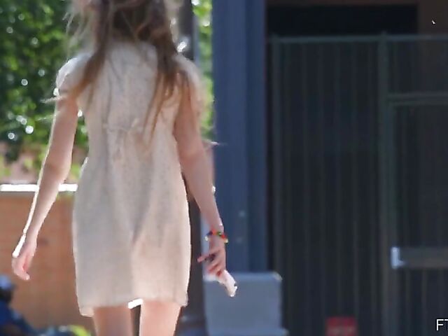 Public flashing and masturbation with lovely Claire