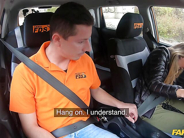 Eveline Dellai's car fuck with a driving instructor