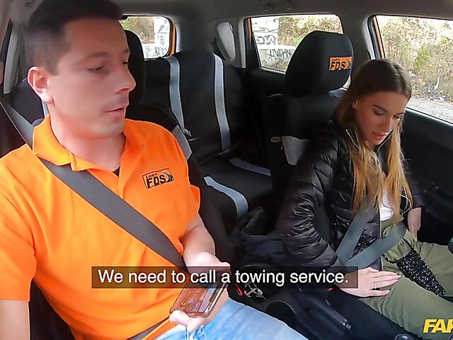 Eveline Dellai's car fuck with a driving instructor