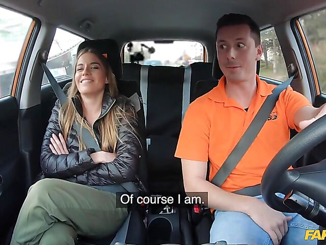 Eveline Dellai's car fuck with a driving instructor