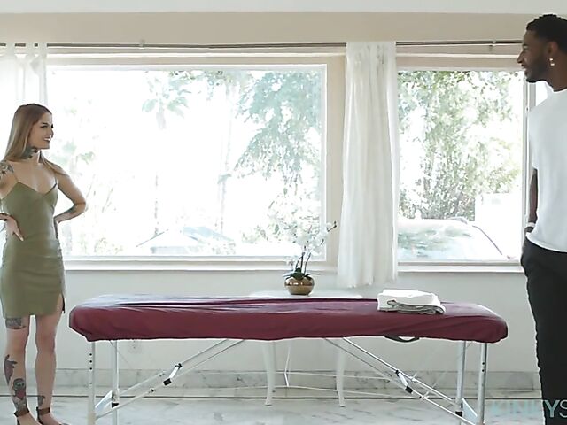 Interracial massage for tattooed alt girl Vanessa Vega