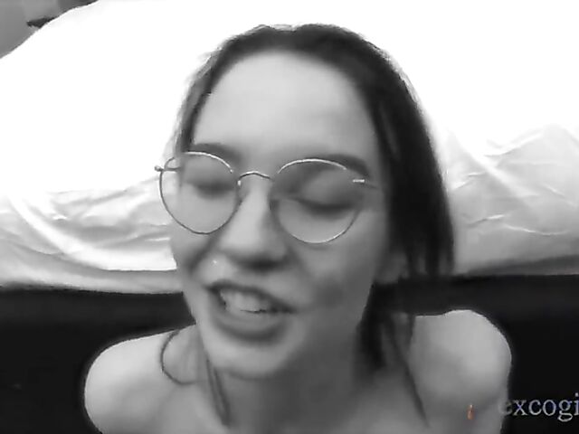 Young redhead with glasses Cierra is addicted to sex