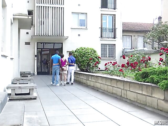 Marie's interracial MMF 3some with double vag and ass fuck