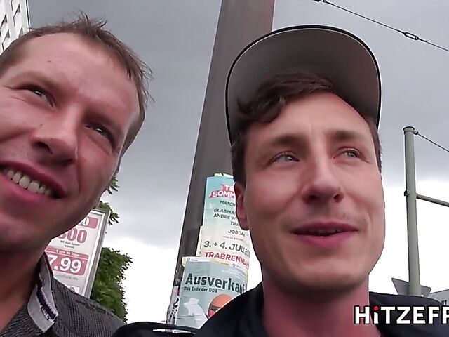 Two guys have public sex with German MILF Dirty Tina