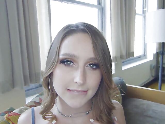 Sexy mouth fuck and sloppy blowjob with cute Laney Grey