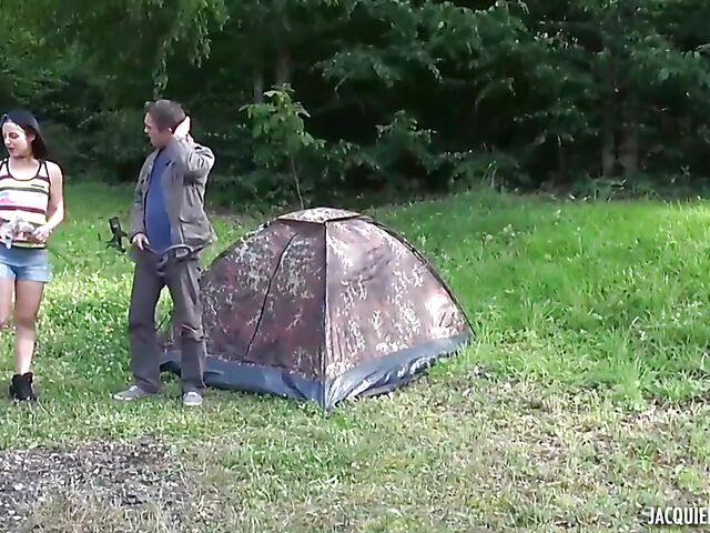 Dirty camper Estelle eats Luna Wild's pussy and does anal outdoor