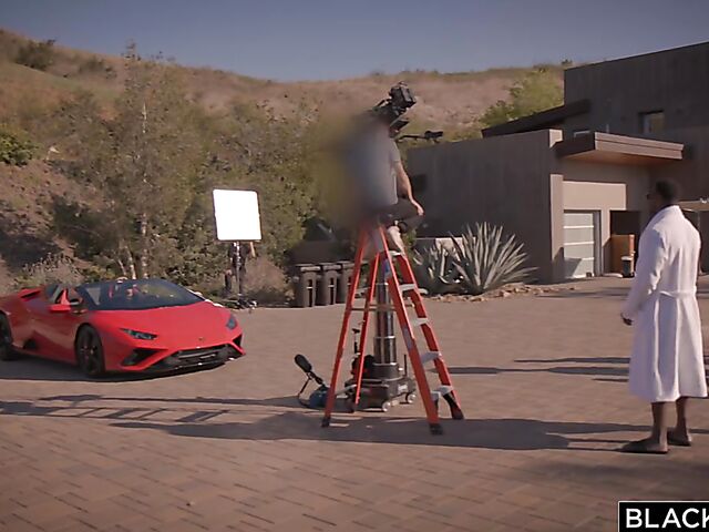 Interracial sex on set with hot babe Kenzie Anne