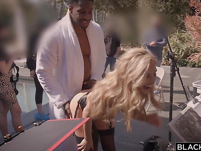 Interracial sex on set with hot babe Kenzie Anne