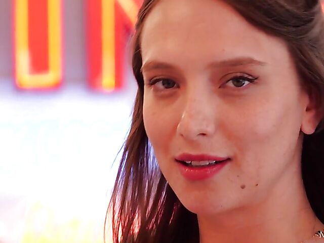 Izzy Lush - Slim girl masturbating at the diner